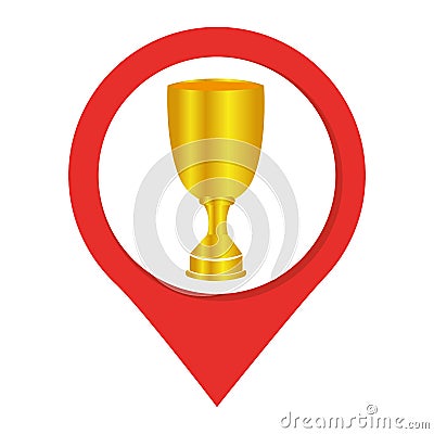 Map pointer with trophy cup Vector Illustration