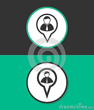 Map pointer user sign icon. Cartoon Illustration