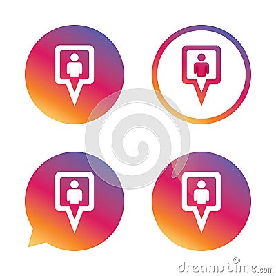 Map pointer user sign icon. Marker symbol. Stock Photo