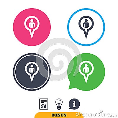 Map pointer user sign icon. Marker symbol. Vector Illustration