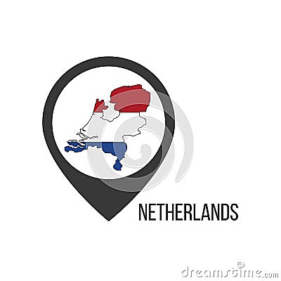 Map pointers with contry Netherlands. Netherlands flag. Stock vector illustration isolated on white background Cartoon Illustration