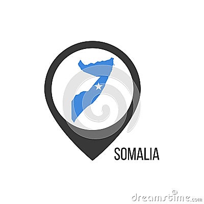 Map pointers with contry Somalia. Somalia flag. Stock vector illustration isolated on white background Cartoon Illustration