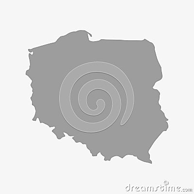 Map of Poland in gray on a white background Vector Illustration