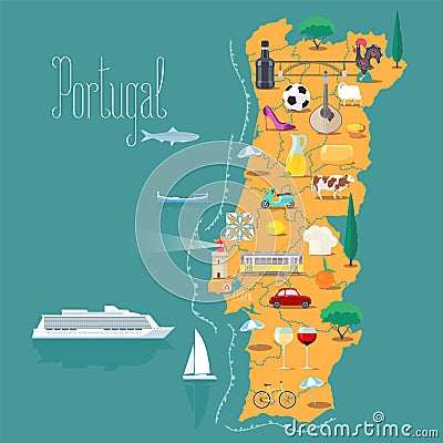 Map of Portugal vector illustration, design Vector Illustration