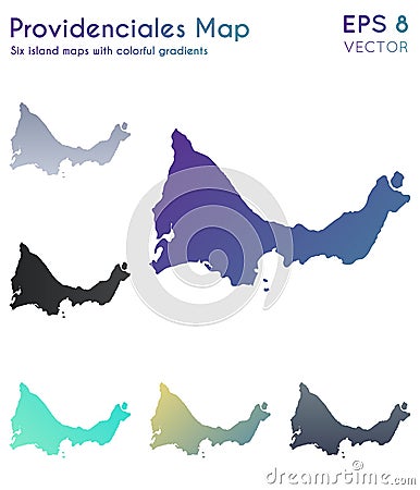 Map of Providenciales with beautiful gradients. Vector Illustration