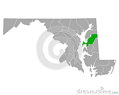 Map of Queen Anne in Maryland Vector Illustration