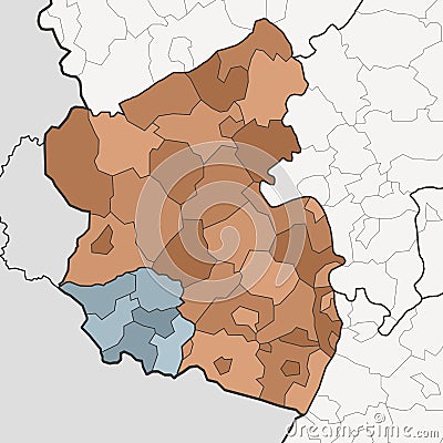 Map of Rhineland-Palatinate and Saarland with neighboring federal states Vector Illustration