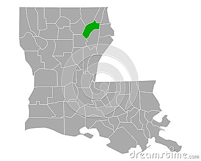 Map of Richland in Louisiana Vector Illustration