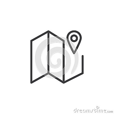 Map and road pointer line icon Vector Illustration
