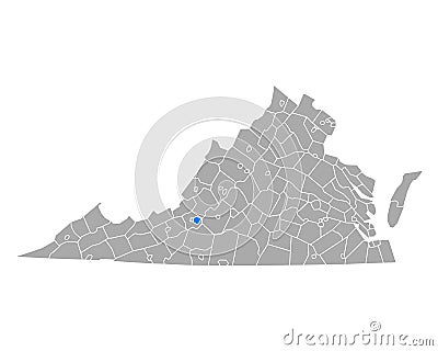 Map of Roanoke City in Virginia Vector Illustration