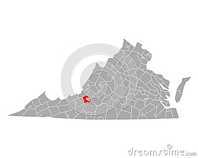 Map of Roanoke in Virginia Vector Illustration