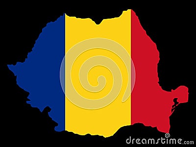 Map of Romania and Romanian flag Vector Illustration