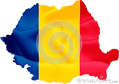 Romania Map with Flag Stock Photo