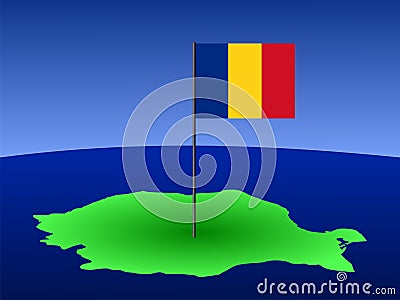 Map With Romanian Flag Vector Illustration