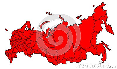 Map of Russia detailed - red Vector Illustration