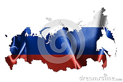 Map Of Russia With Flag and Name Of The Country On It 3D Illustration Stock Photo