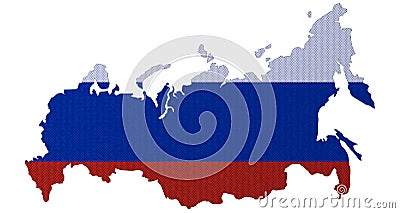 Map of Russian Federation with national flag 3D render Stock Photo