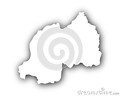 Map of Rwanda with shadow Vector Illustration