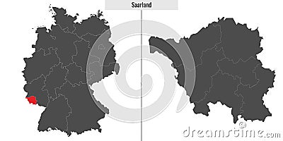 map of Saarland state of Germany Vector Illustration