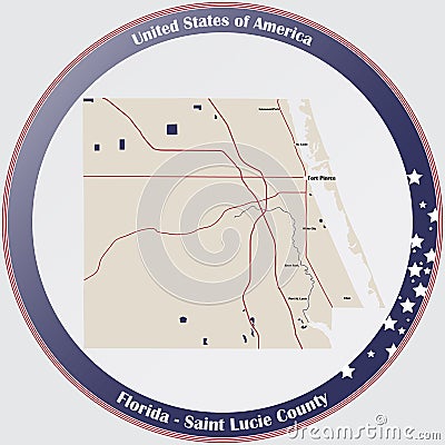 Map of Saint Lucie County in Florida Vector Illustration