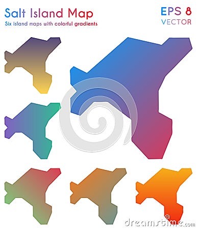 Map of Salt Island with beautiful gradients. Vector Illustration