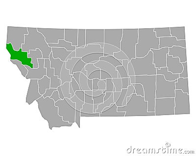 Map of Sanders in Montana Vector Illustration