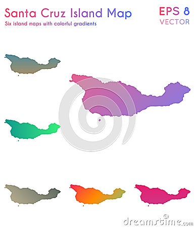 Map of Santa Cruz Island with beautiful gradients. Vector Illustration