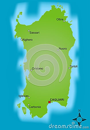 Map Sardinia Stock Photo