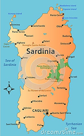 Map of Sardinia Stock Photo