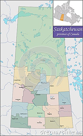 Map of Saskatchewan Vector Illustration