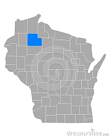 Map of Sawyer in Wisconsin Vector Illustration