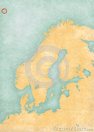 Map of Scandinavia - Jan Mayen Stock Photo