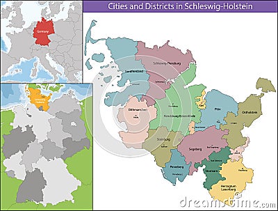 Map of Schleswig-Holstein Vector Illustration