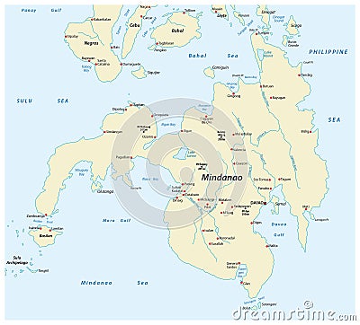 Map of the second largest Philippine islands Mindanao Stock Photo