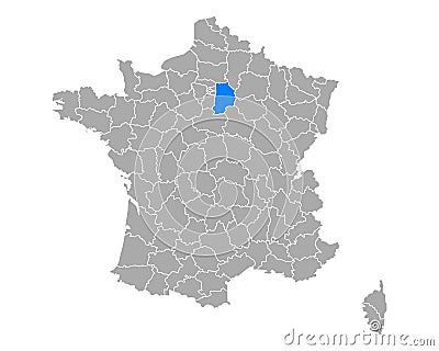Map of Seine-et-Marne in France Vector Illustration