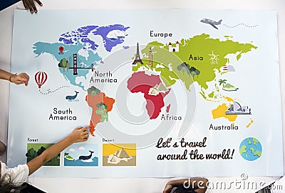 Map Showing World Continents Countries Ocean Geography Stock Photo