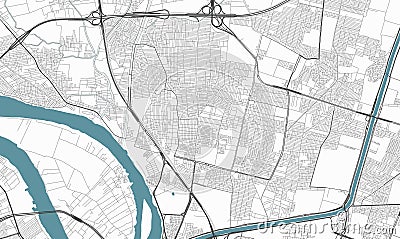 Map of Shubra El Kheima, Egypt. Detailed city map, metropolitan area border Vector Illustration