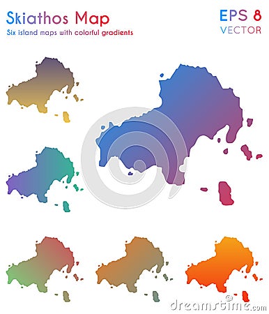 Map of Skiathos with beautiful gradients. Vector Illustration