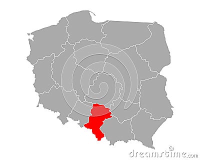 Map of Slaskie in Poland Vector Illustration