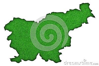 Map of Slovenia on green felt Stock Photo