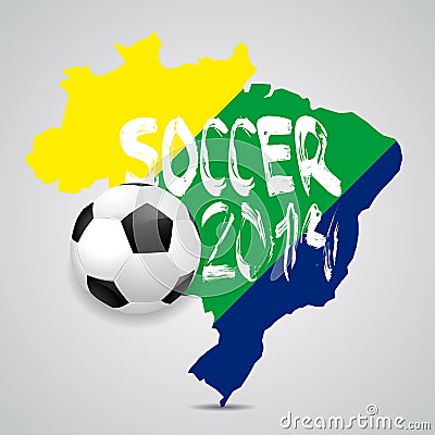 Map and Soccer ball of Brazil 2014, illustration Cartoon Illustration