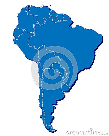 South America map in 3D Stock Photo