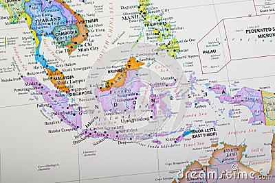 Map of southern part of Southeast Asia Stock Photo