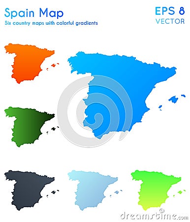 Map of Spain with beautiful gradients. Vector Illustration