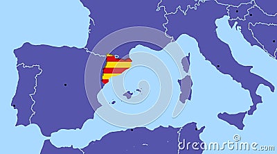 Map Spain Catalonia referendum independence barcelona Stock Photo