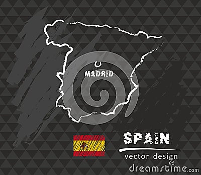 Map of Spain, Chalk sketch vector illustration Vector Illustration