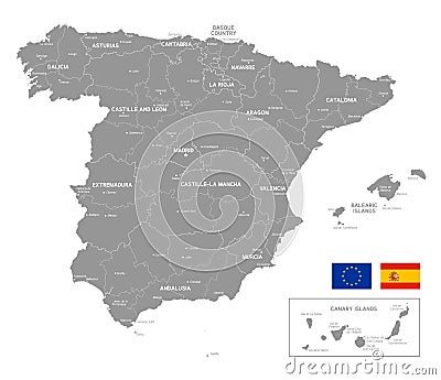 Map of Spain, grey vector illustration Vector Illustration