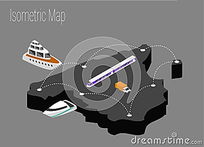 Map Spain isometric concept. Vector Illustration