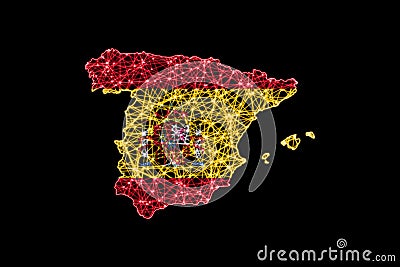 Map of Spain, Polygonal mesh line map Stock Photo