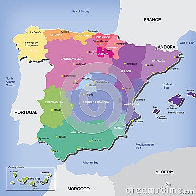 Map of Spain Vector Illustration